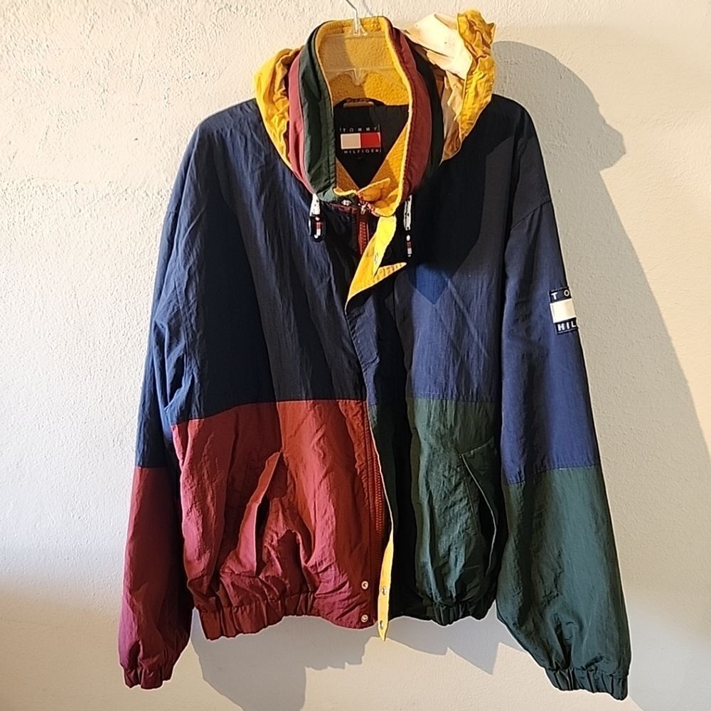 Vintage Tommy Hilfiger Fleece Lined Jacket Size Extra Large Colorblock Vtg XL